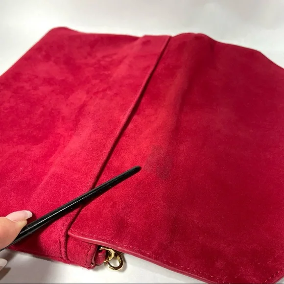 ANN TAYLOR Bella red Suede leather clutch bag - Picture 7 of 14